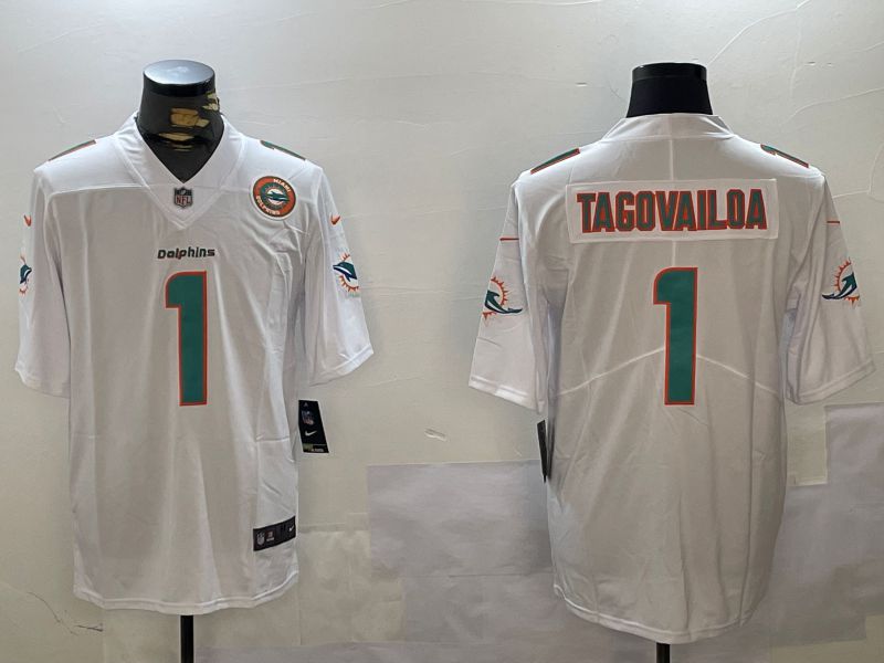 Men Miami Dolphins #1 Tagovailoa White Second generation 2024 Nike Limited NFL Jersey style 2->miami dolphins->NFL Jersey
